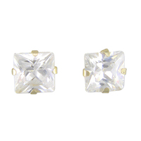 9ct Gold Earring  4mm square cubic zirconia stud