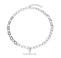 Sterling Silver Necklace 16"-18" T-bar chain link