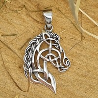 Sterling Silver Oxidized Celtic Horse Pendant