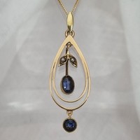 Pre-Owned 15ct Gold Sapphire and Seed Pearl Pendant (SOLD)