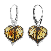 Sterling Silver Earring Striking amber leaf drops ( hook in) which have undergone a specialist carving and pressure treatment to create a dramatic realistic effect.