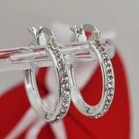Sterling Silver Round Cubic Zirconia Eternity Hoop Earrings 22mm
