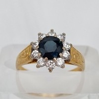 Pre-Owned 18ct Gold Sapphire & Diamond 0.40ct Cluster Ring (Sold)