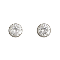 9 Carat Gold Earring White gold 6mm cubic zirconia rub-over stud