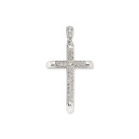 STERLING SILVER CZ 2 ROW PAVE CROSS