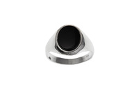 Men's Sterling Silver Black Onyx Ring Oval Signet Solid