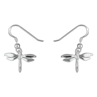 Sterling Silver Earring Plain Dragonfly Hook-In Drop