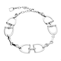 Sterling Silver Bracelet Rhodium Plated Stirrup, Strap and Buckle 8"