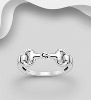 Sterling Silver Oxidized Horse Snaffle Ring 02