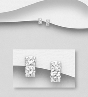 Sterling Silver Studs Earrings  with Cubic Zirconia's