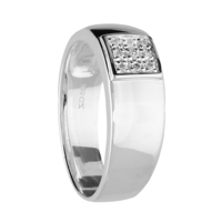 Sterling Silver Ring Men's wide band with square of cubic zirconias
