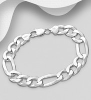 ITALIAN DELIGHT - Sterling Silver Men's Bracelet, 10 mm Wide, Made in Italy