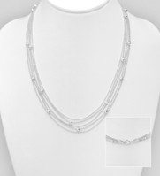 ITALIAN DELIGHT - Sterling Silver Multi Layered Necklace with Random Ball Beads, Made in Italy