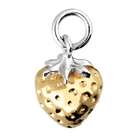 Sterling Silver Pendant Yellow gold-plated strawberry with silver stem