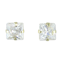 9ct Gold Earring  3mm square cubic zirconia stud