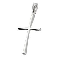 Sterling Silver Pendant Plain Cross with Cubic Zirconia Bale