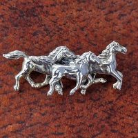 Sterling Silver  "3 Horses" Brooch