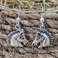 Sterling Silver Oxidized Horse Hook Earrings