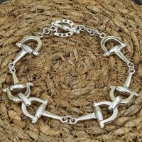 Sterling Silver Horse Snaffle & Horseshoe Bracelet