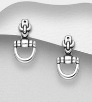 Sterling Silver Oxidized Horse Snaffle Stud Earrings