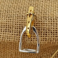 Sterling Silver Stirrup Pendant, Belt Plated with 1 Micron 18K Yellow Gold