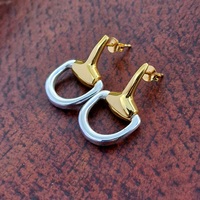 Sterling Silver Horse Snaffle Earrings, Plated with 1 Micron 18K Yellow Gold