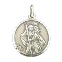 Sterling Silver St Christopher Large antique finish
