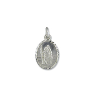 Sterling Silver St Christopher Medium diamond-cut oval