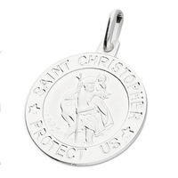 Sterling Silver St Christopher 18mm round modern single-sided