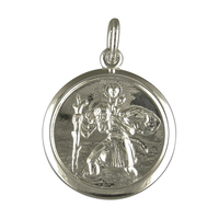 Sterling Silver St Christopher Round double-sided with plain edge
