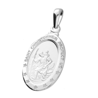 Sterling Silver St Christopher Polished oval protect Us