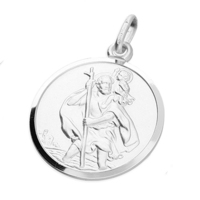 Sterling Silver St Christopher 20mm plain round single-sided