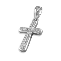 Sterling Silver Cross Rounded cubic zirconia