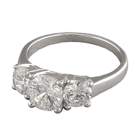 Sterling Silver Ring Triple Round Cubic Zirconia