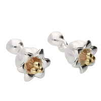 Sterling Silver Earring 2-tone gold-plated Lily of the Valley flower drop stud
