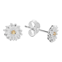 Sterling Silver Earring 2-tone gold-plated Aster  flower stud