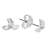 Sterling Silver Earring 2-tone rose gold-plated Holly, flower stud