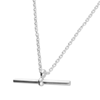 Sterling Silver Necklace 18" plain T-bar on chain
