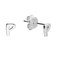 Sterling Silver Earring Small initial P stud