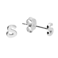 Sterling Silver Earring Small initial S stud