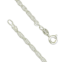 Sterling Silver Chain 46cm/18in medium Prince of Wales rope
