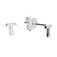 Sterling Silver Earring Small initial T stud