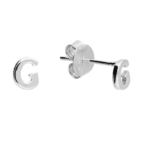 Sterling Silver Earring Small initial G stud