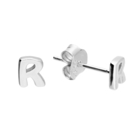 Sterling Silver Earring Small initial R stud