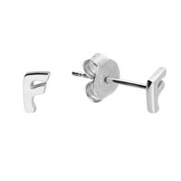 Sterling Silver Earring Small initial F stud