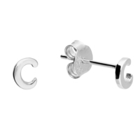 Sterling Silver Earring Small initial C stud