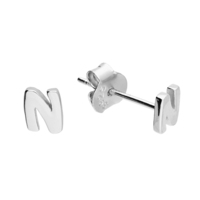 Sterling Silver Earring Small initial N stud
