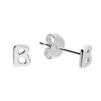 Sterling Silver Earring Small initial B stud