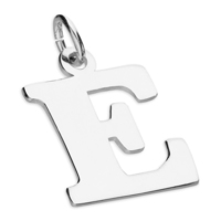 Sterling Silver Pendant Medium Flat Serif Initial E