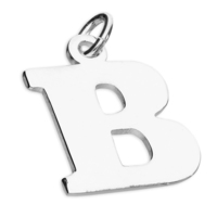 Sterling Silver Pendant Medium Flat Serif Initial B